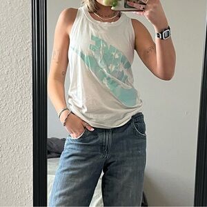 Nike White and Teal Tank Top